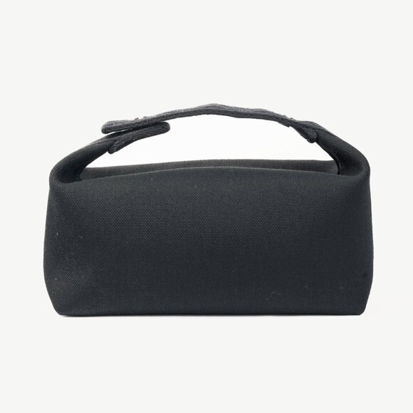 Hermes Bride-a-Brac Small Model Noir Canvas & Bleu Nuit Chevron Strap Case - Picture 4 of 14